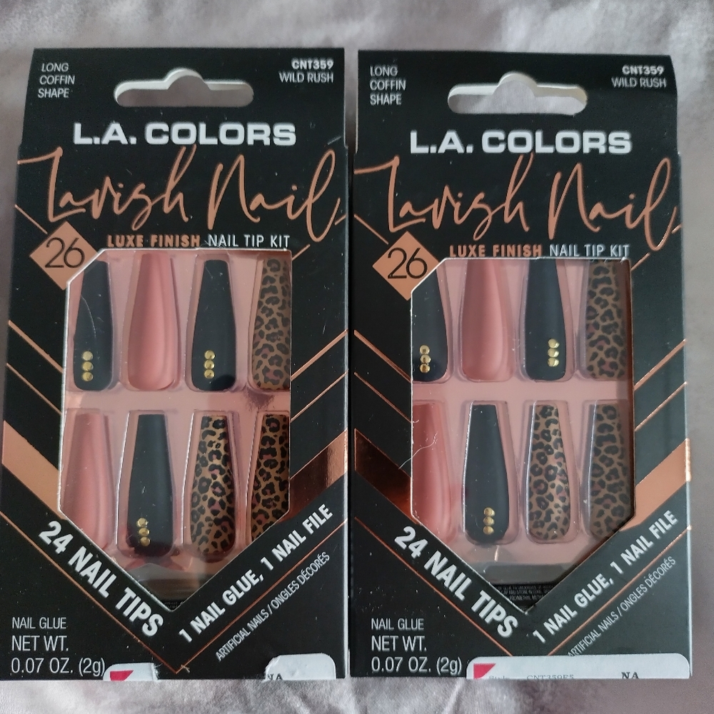 48 L.a.colors nails leopard, black gold stones plus